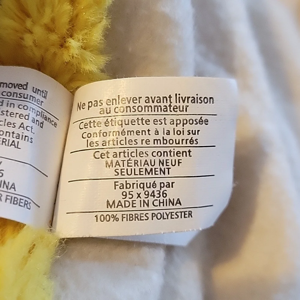 Vtg 2012 Kellytoy Plush Lined Yellow Duck Hat Scarf Age 3 & Up